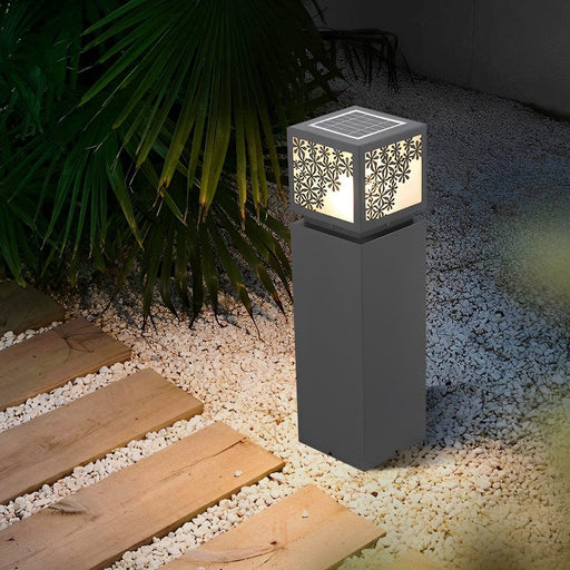 Elegant Retro Stainless Steel Lawn Lamp with Imitation Marble Shade, Solar and Wired Options for Garden, Villa, Backyard, Park, Pathway-ErisView-1