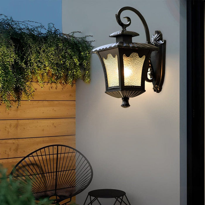 Elegant Retro Waterproof Outdoor Wall Light with Die-Cast Aluminum and Water Pattern Glass for Home, Balcony, and Aisle Lighting-ErisView-4