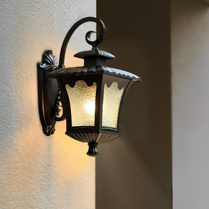 Elegant Retro Waterproof Outdoor Wall Light with Die-Cast Aluminum and Water Pattern Glass for Home, Balcony, and Aisle Lighting-ErisView-5