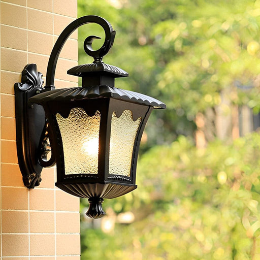 Elegant Retro Waterproof Outdoor Wall Light with Die-Cast Aluminum and Water Pattern Glass for Home, Balcony, and Aisle Lighting-ErisView-1