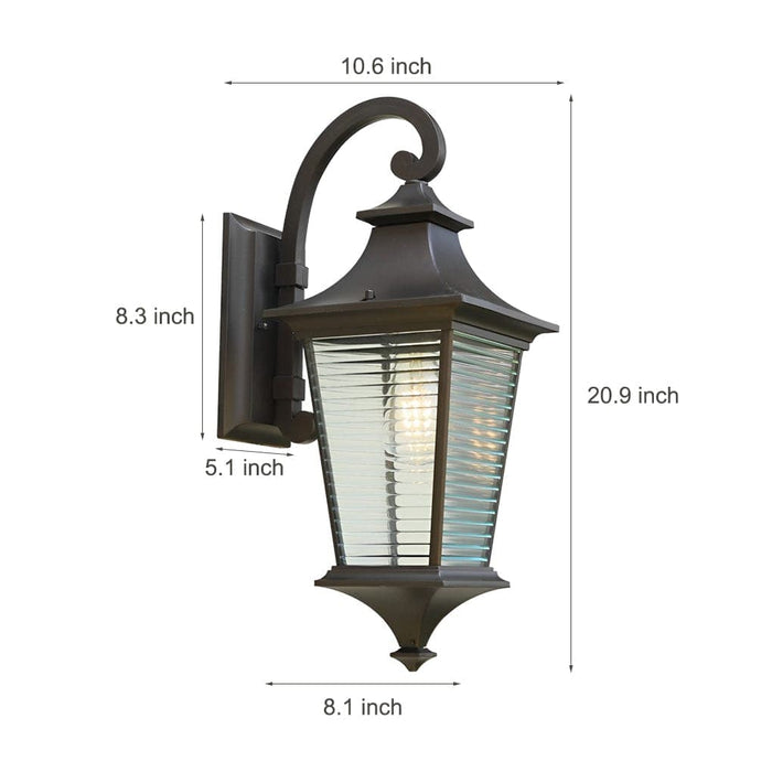 Elegant Rustproof Outdoor Wall Light, Die-Cast Aluminum & Glass, Waterproof, Ideal for Walls, Porches, Patios, Stylish Exterior Sconce-ErisView-7