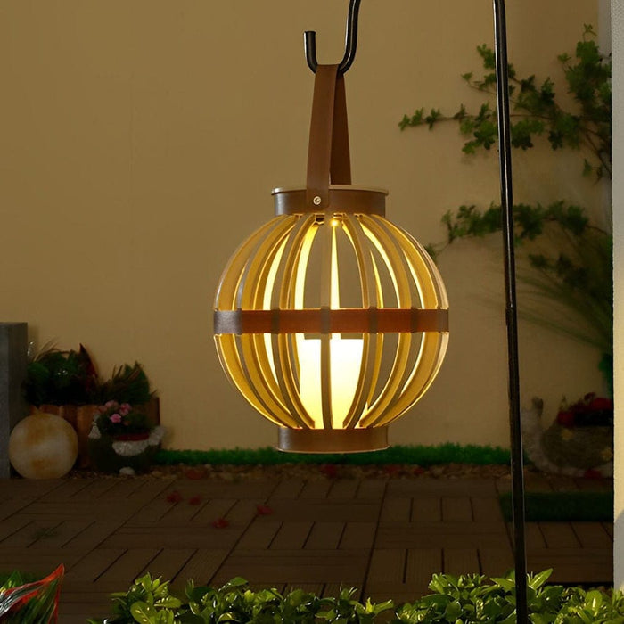 Elegant Solar-Powered Outdoor Lantern with IP65 Waterproof Rating, Imitation Rattan Design, and Portable Handle for Garden and Patio Lighting-ErisView-3