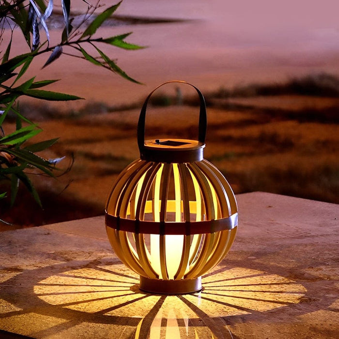 Elegant Solar-Powered Outdoor Lantern with IP65 Waterproof Rating, Imitation Rattan Design, and Portable Handle for Garden and Patio Lighting-ErisView-1