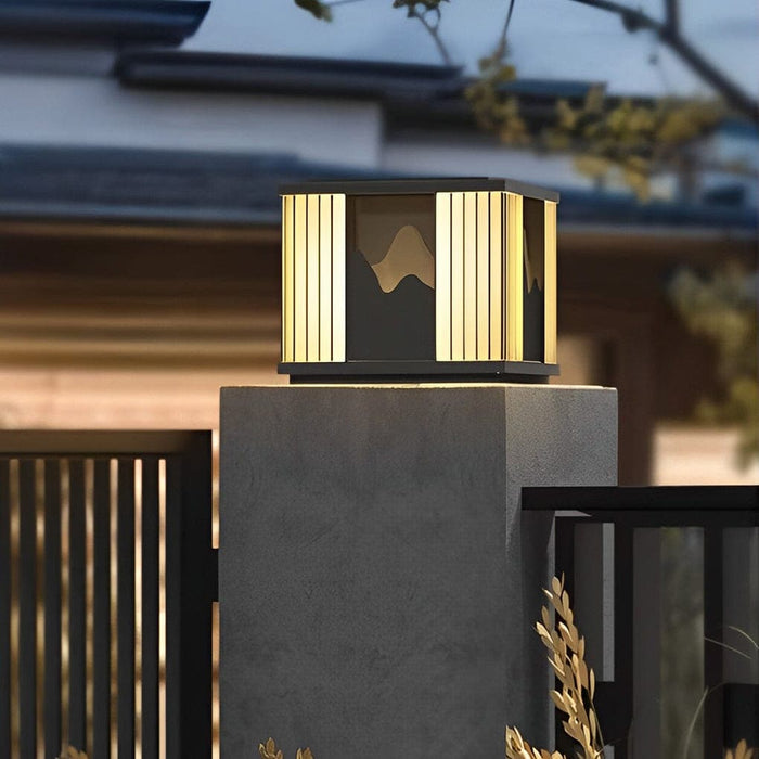 Elegant Stainless Steel Fence Post Lights, Solar & Wired Options, Waterproof, Rustproof, Mountain Scenery Design for Outdoor Decor-ErisView-2