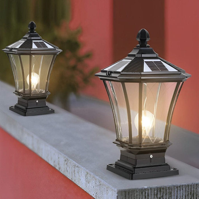 Elegant Waterproof Outdoor Lamp with Glass and Metal Design, Available in Wired and Solar Options, Auto-Charging Solar Lights for Night Use-ErisView-18