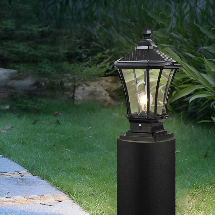 Elegant Waterproof Outdoor Lamp with Glass and Metal Design, Available in Wired and Solar Options, Auto-Charging Solar Lights for Night Use-ErisView-14