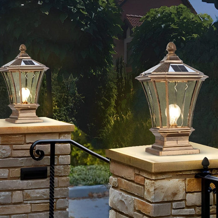 Elegant Waterproof Outdoor Lamp with Glass and Metal Design, Available in Wired and Solar Options, Auto-Charging Solar Lights for Night Use-ErisView-7