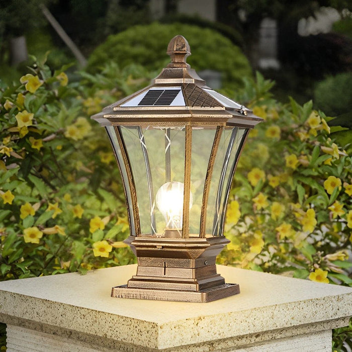 Elegant Waterproof Outdoor Lamp with Glass and Metal Design, Available in Wired and Solar Options, Auto-Charging Solar Lights for Night Use-ErisView-1