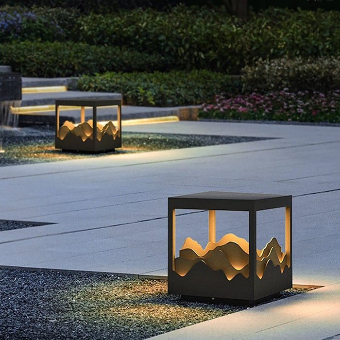 Elegant Waterproof Stainless Steel Landscape Lighting with Mountain Scenery Patterns for Garden, Patio, Walkway, Warm Night Light-ErisView-1