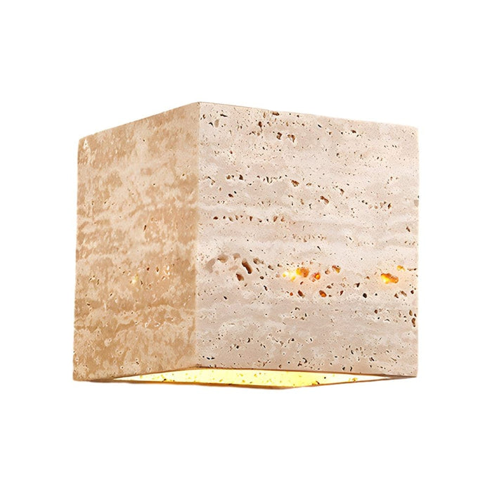 Elegant Yellow Travertine Stone Wall Sconce with LED Warm White Light, Waterproof Design for Indoor and Outdoor Use, Japanese Wabi-Sabi Style-ErisView-7