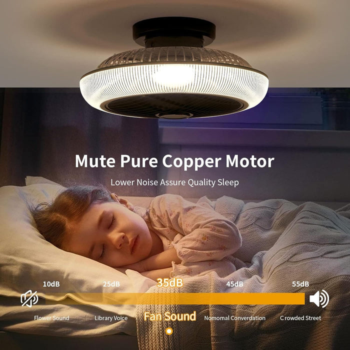 Enclosed Flush Mount Bladeless Ceiling Fan, Modern Bluetooth Ceiling Fan with Light and Speaker, RGB Low Profile Ceiling Fan for Boys Girls Kids Bedroom-8-ErisView