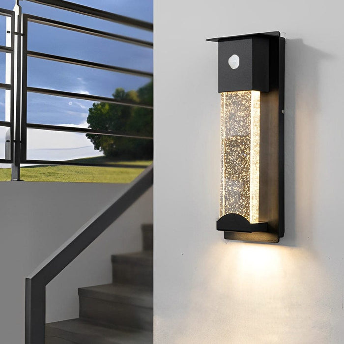 Energy-Efficient Aluminum Outdoor Wall Light with Motion Sensor and Crystal Bubble Glass Lampshade, Waterproof and Rust-Resistant Porch Light-ErisView-17