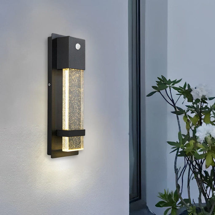 Energy-Efficient Aluminum Outdoor Wall Light with Motion Sensor and Crystal Bubble Glass Lampshade, Waterproof and Rust-Resistant Porch Light-ErisView-2