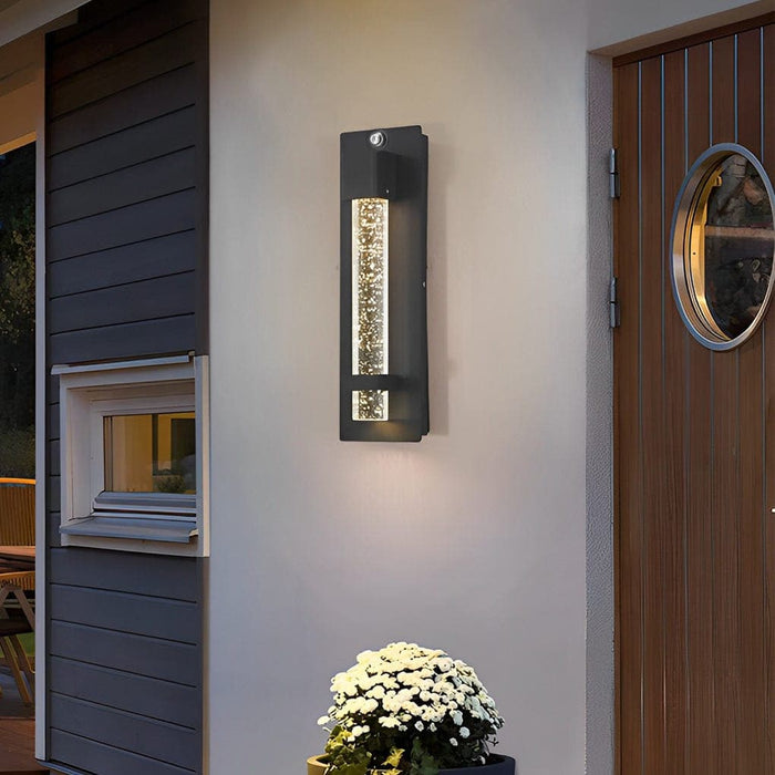 Energy-Efficient Black Bubble Outdoor Wall Lamp with Metal Body and Bubble Glass Shade, Waterproof, Rustproof, and Light-Controlled Options Available-ErisView-16