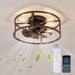 Farmhouse Bronze Caged Flush Mount Remote Control Fan, Metal Blade Low Profile Fan Ceiling Fan for Dining Room Bedroom Kitchen Living Room-1-ErisView