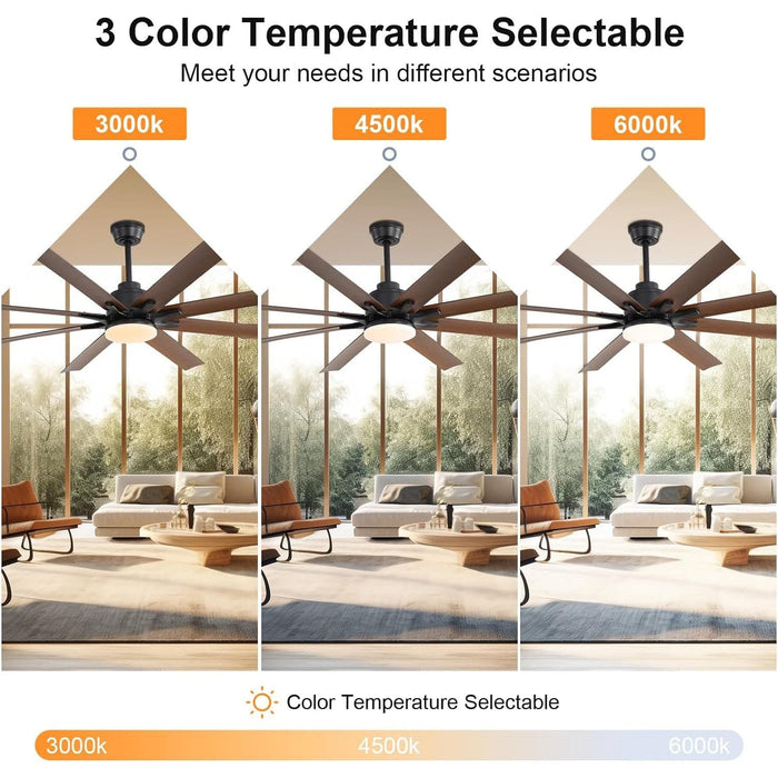 Farmhouse Large Remote Ceiling Fan with Light Control, Moisture Resistant Ceiling Fan for Living Room Patio, Silent Reversible DC Ceiling Fan-3-ErisView