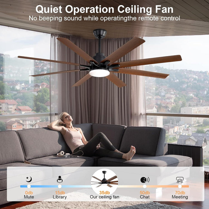 Farmhouse Large Remote Ceiling Fan with Light Control, Moisture Resistant Ceiling Fan for Living Room Patio, Silent Reversible DC Ceiling Fan-6-ErisView