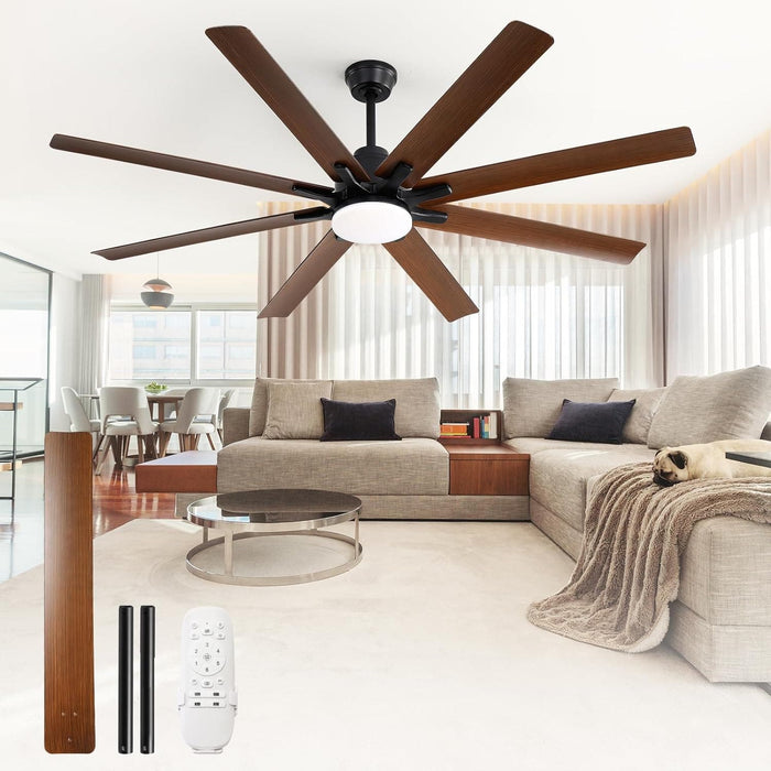 Farmhouse Large Remote Ceiling Fan with Light Control, Moisture Resistant Ceiling Fan for Living Room Patio, Silent Reversible DC Ceiling Fan-1-ErisView