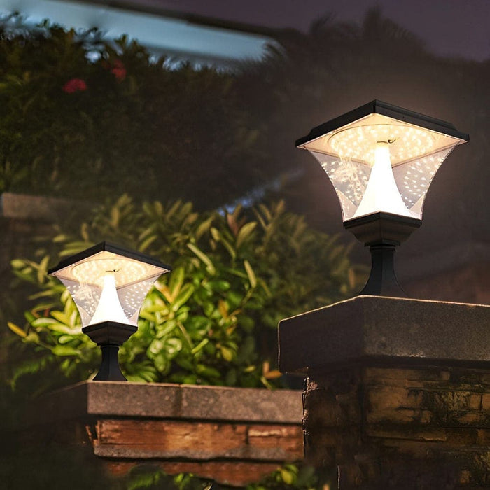 Fast-Charging, Waterproof, and Rustproof Die-Cast Aluminum Solar Pillar Light with Retro Lantern Design for Garden, Driveway, and Patio-ErisView-3