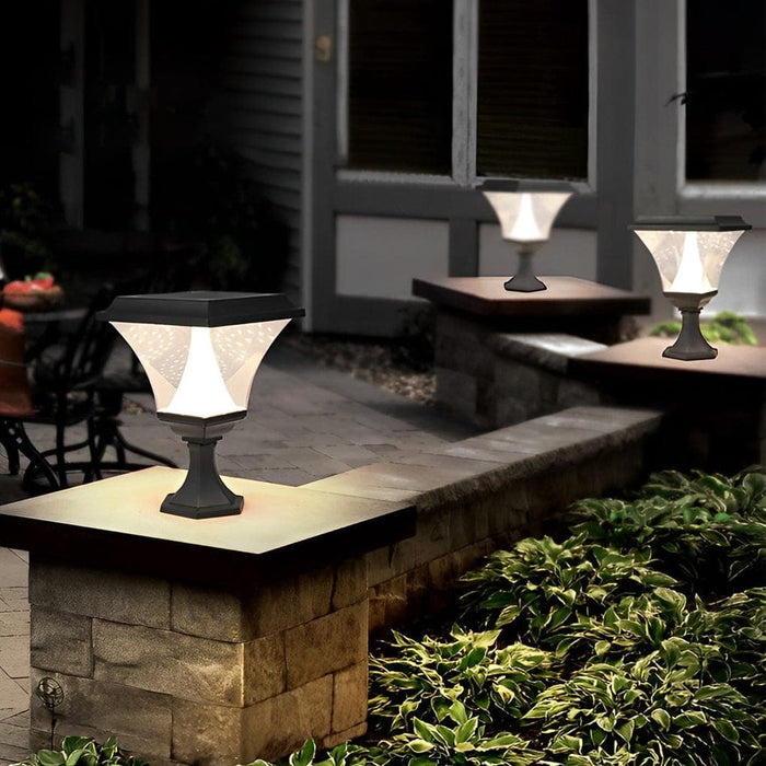 Fast-Charging, Waterproof, and Rustproof Die-Cast Aluminum Solar Pillar Light with Retro Lantern Design for Garden, Driveway, and Patio-ErisView-1