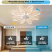 Flower Ceiling Fan, Modern Ceiling Fan with Light and Remote, Living Room Fan with Light, Dimmable Bladeless Low Profile Flush Mount Ceiling Fan-3-ErisView