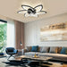 Flower-Shaped LED Ceiling Fan with Remote Control, Modern Flush Mount Dimmable Ceiling Light for Bedroom Living Room Kitchen-Black-ErisView