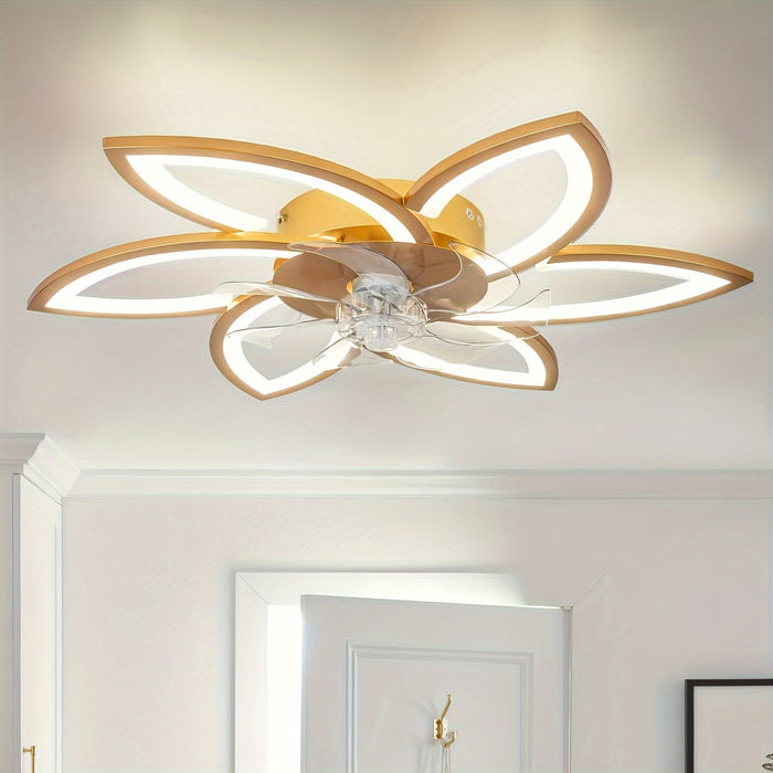 Flower-Shaped LED Ceiling Fan with Remote Control, Modern Flush Mount Dimmable Ceiling Light for Bedroom Living Room Kitchen-ErisView