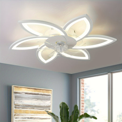 Flower-Shaped LED Ceiling Fan with Remote Control, Modern Flush Mount Dimmable Ceiling Light for Bedroom Living Room Kitchen-ErisView