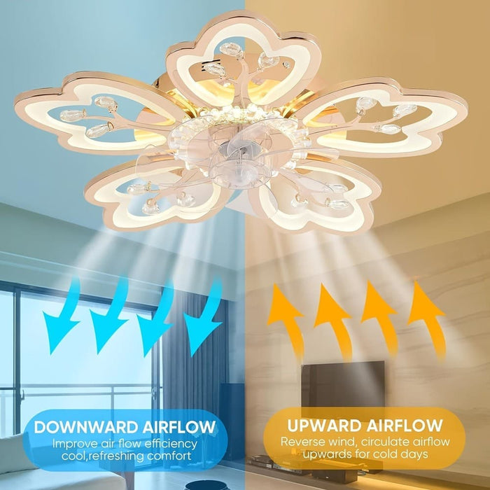 Flower Shaped Modern Ceiling Fan with Lights Remote Control, LED Ceiling Fan Lamp, Dimmable Fandelier-ErisView