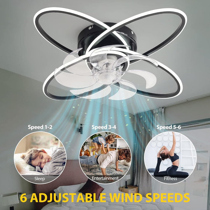 Flush Mount Bladeless Ceiling Fan with LED Light, Modern Low Profile Ceiling Fan Light Fixture with Remote, Ceiling Fan for Bedroom Living Room Patio-4-ErisView