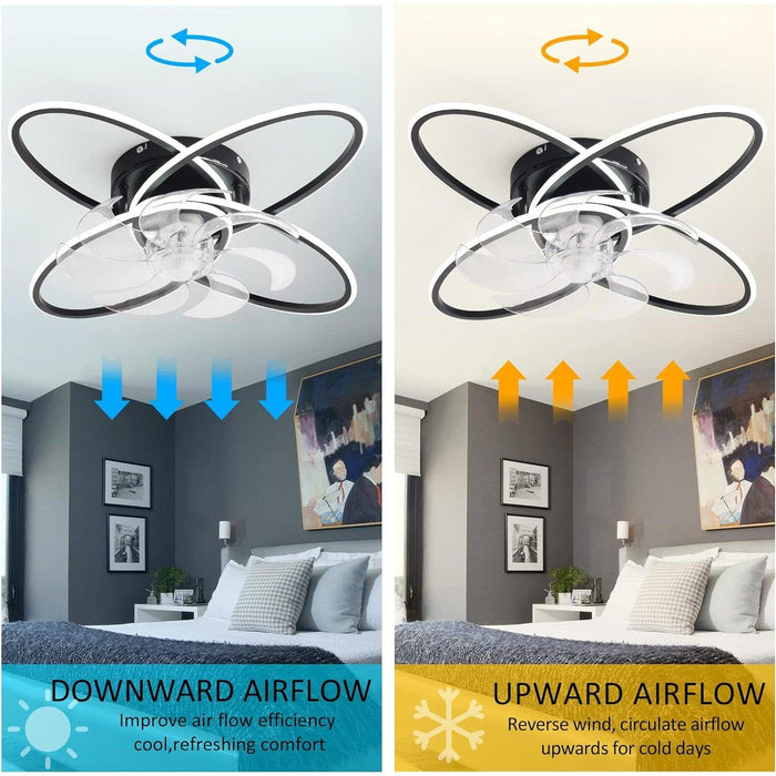 Flush Mount Bladeless Ceiling Fan with LED Light, Modern Low Profile Ceiling Fan Light Fixture with Remote, Ceiling Fan for Bedroom Living Room Patio-6-ErisView