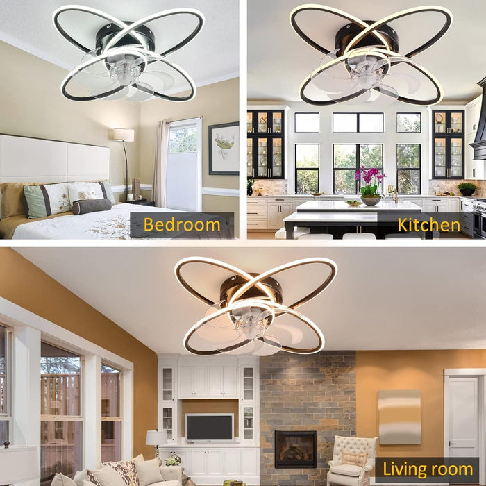 Flush Mount Bladeless Ceiling Fan with LED Light, Modern Low Profile Ceiling Fan Light Fixture with Remote, Ceiling Fan for Bedroom Living Room Patio-7-ErisView