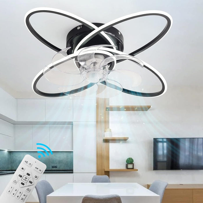 Flush Mount Bladeless Ceiling Fan with LED Light, Modern Low Profile Ceiling Fan Light Fixture with Remote, Ceiling Fan for Bedroom Living Room Patio-1-ErisView