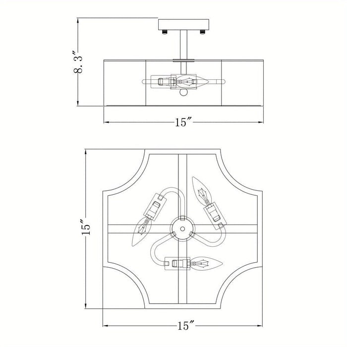 Gold LED Flush Mount Ceiling Light, Semi Flush Mount Ceiling Light Chandelier for Bedrooms Kitchen Living Room-ErisView