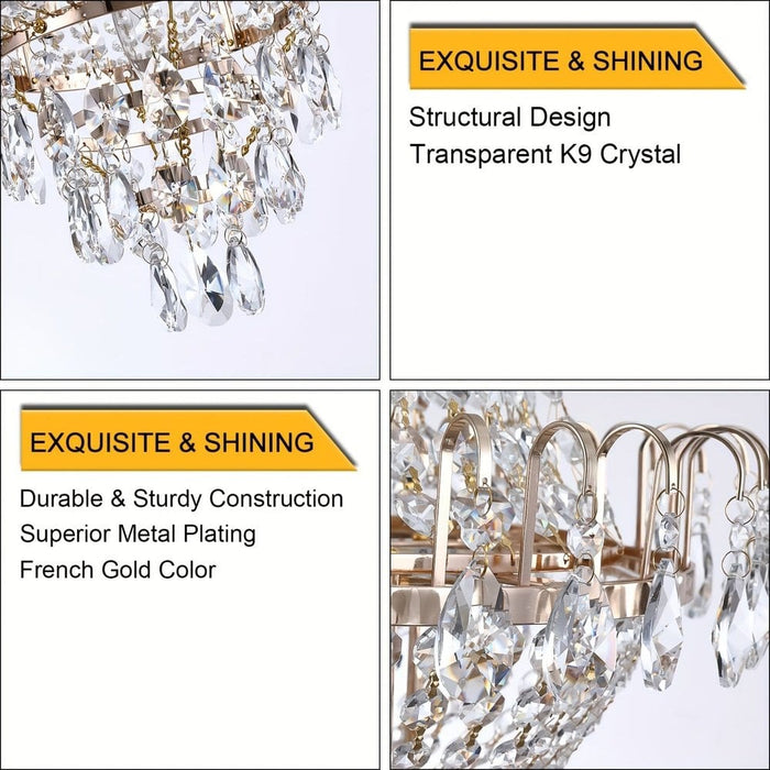 Gold Empire Crystal Chandelier, Luxury Chandelier-Crystal Details-ErisView