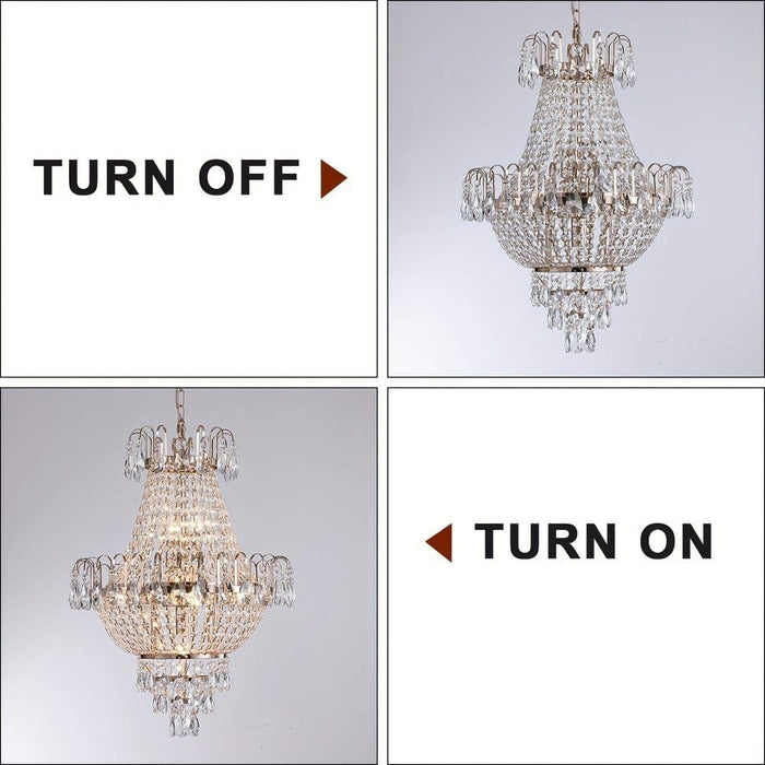 Gold Empire Crystal Chandelier, Luxury Chandelier-Turn on/off-ErisView