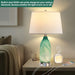 Green Table Lamp Bedside Lamp Desk Lamp with 2 USB Ports Built-in LED Light White Shade, Coastal Modern Nightstand Lamp for Living Room Bedroom Office Décor-ErisView