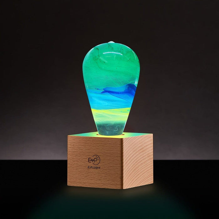 Green Table Lamp EP Light with Resin Wood Base for Home TableTop Deor Birthday Gift Party Holiday-ErisView