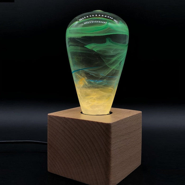 Green Table Lamp EP Light with Resin Wood Base for Home TableTop Deor Birthday Gift Party Holiday-ErisView