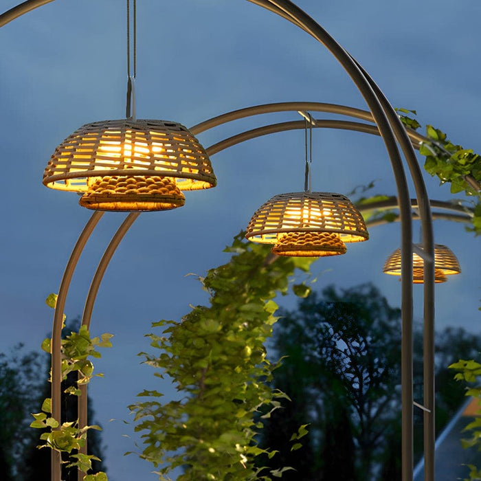 Hand-Woven Bohemian Modern Outdoor Chandeliers, Hard-Wired & Solar Options, Waterproof LED for Gardens, Courtyards, and Pavilions-ErisView-12