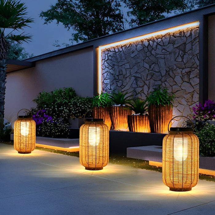 Hand Woven Rattan Solar Outdoor Lantern with High Transmittance Acrylic Lampshade, Energy Efficient LED Light, and Durable Weather-Resistant Design-ErisView-5