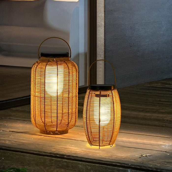 Hand Woven Rattan Solar Outdoor Lantern with High Transmittance Acrylic Lampshade, Energy Efficient LED Light, and Durable Weather-Resistant Design-ErisView-1