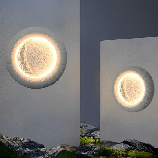 Heartwarming LED Outdoor Wall Sconce with Lunar Crater Design, Waterproof and Delicate Moon Shape for a Romantic Atmosphere-ErisView-1