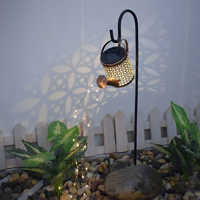 High-Efficiency Solar Garden Light with Unique Iron Kettle Design, Fast Charging, Long Battery Life, and Realistic Water Flow LED Strips-ErisView-1