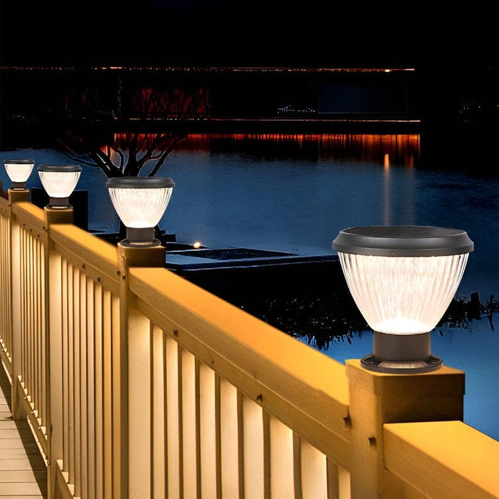 Intelligent Solar Deck Post Light with Unique Lampshade Design, High Light Transmittance, Fast Charging, and Automatic Night Lighting for Outdoor Use-ErisView-5