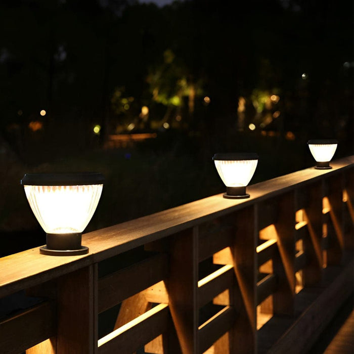 Intelligent Solar Deck Post Light with Unique Lampshade Design, High Light Transmittance, Fast Charging, and Automatic Night Lighting for Outdoor Use-ErisView-7