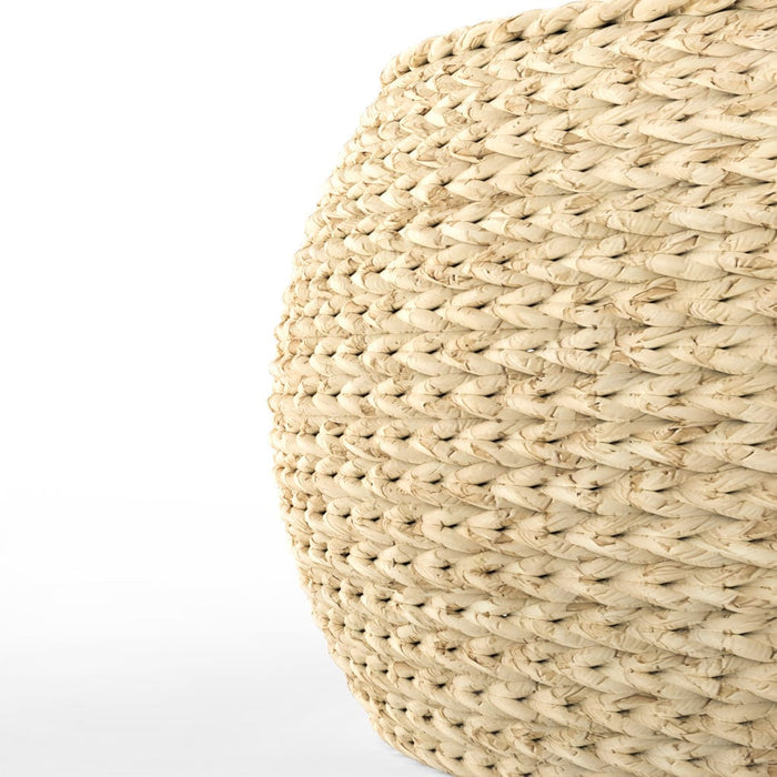 Japanese-style Round Straw Woven Pouf-Detail-SideView-ErisView