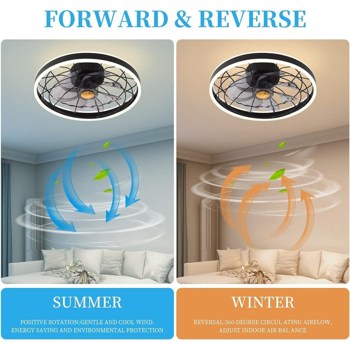 LED Ceiling Fan and Light, Modern Ceiling Fan, Black Ceiling Fan with Lights APP Remote Control, Bedroom Ceiling Fans, Living Room Ceiling Fan with Light-10-ErisView