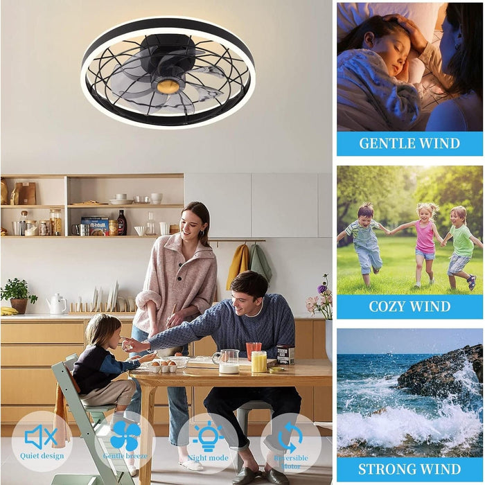 LED Ceiling Fan and Light, Modern Ceiling Fan, Black Ceiling Fan with Lights APP Remote Control, Bedroom Ceiling Fans, Living Room Ceiling Fan with Light-5-ErisView