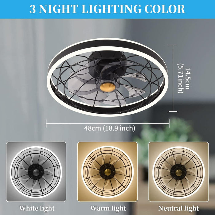 LED Ceiling Fan and Light, Modern Ceiling Fan, Black Ceiling Fan with Lights APP Remote Control, Bedroom Ceiling Fans, Living Room Ceiling Fan with Light-7-ErisView